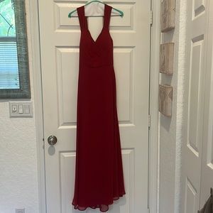 Azazie Nahrin Burgundy dress - altered.
